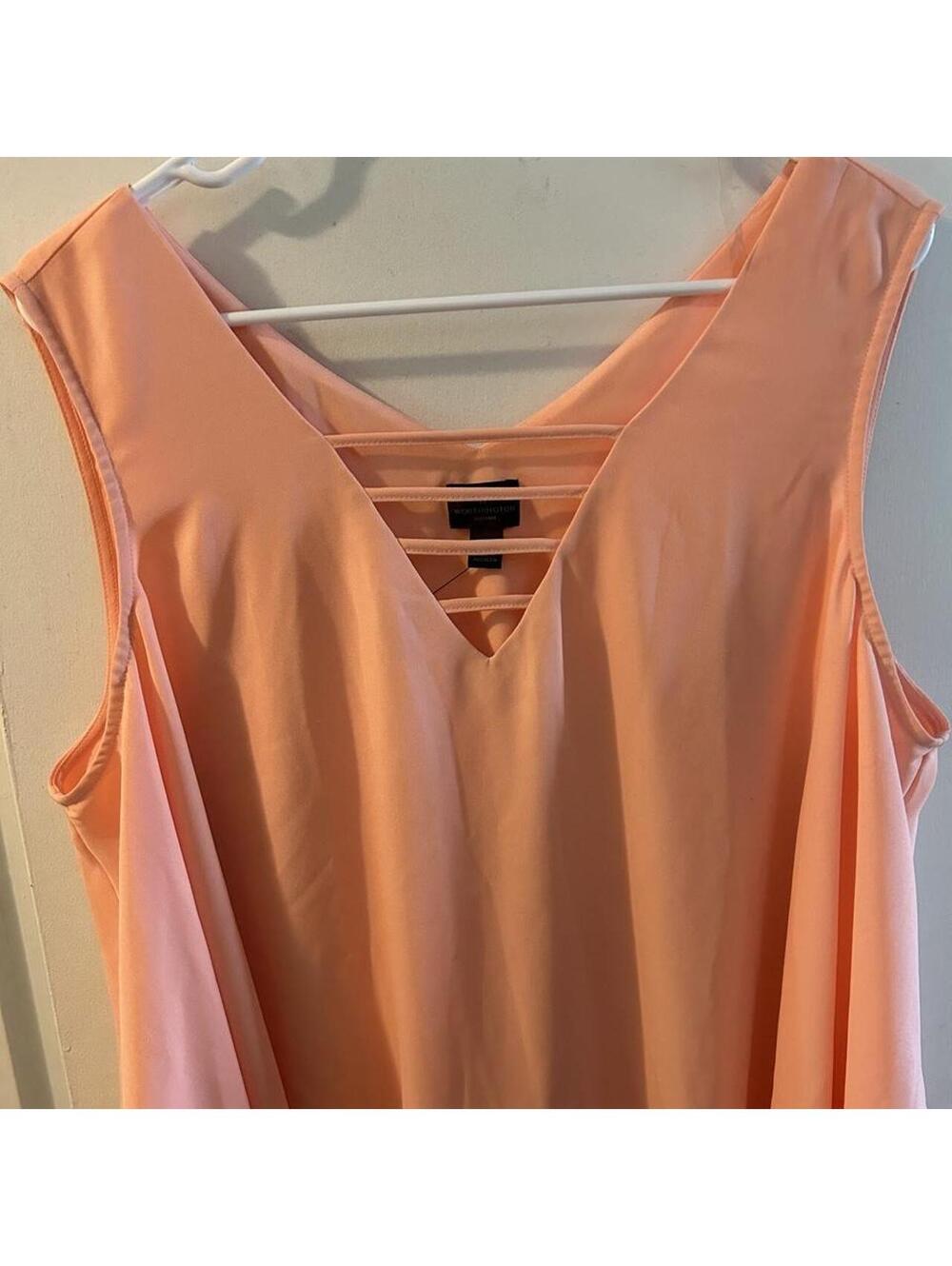 Worthington peachy pink blouse with ruffle sleeves in a 1X